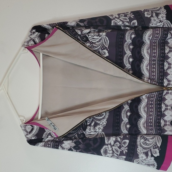 Eliza J Black White Dress Size 10 Pink Hems Wedding Guest Party Zip Back Closure - Picture 4 of 10